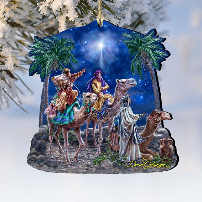 The Magic of Three Kings Wooden Ornaments by Gelsinger - Nativity Holiday Decor - 8161026-1810-0
