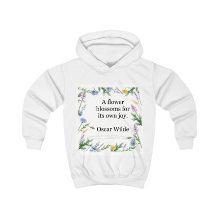 Kids Hoodie - "A flower blossoms for its own joy." Oscar Wilde Floral Quote Hoodie