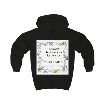 Kids Hoodie - "A flower blossoms for its own joy." Oscar Wilde Floral Quote Hoodie
