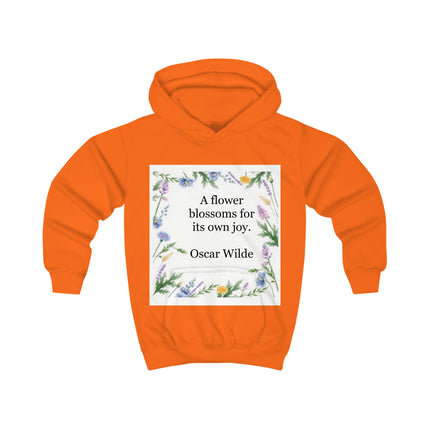 Kids Hoodie - "A flower blossoms for its own joy." Oscar Wilde Floral Quote Hoodie