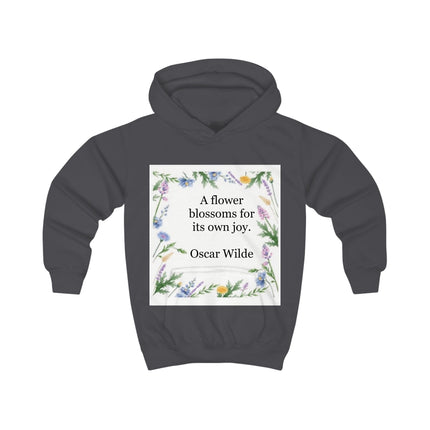 Kids Hoodie - "A flower blossoms for its own joy." Oscar Wilde Floral Quote Hoodie