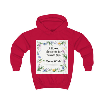Kids Hoodie - "A flower blossoms for its own joy." Oscar Wilde Floral Quote Hoodie