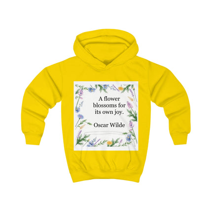 Kids Hoodie - "A flower blossoms for its own joy." Oscar Wilde Floral Quote Hoodie
