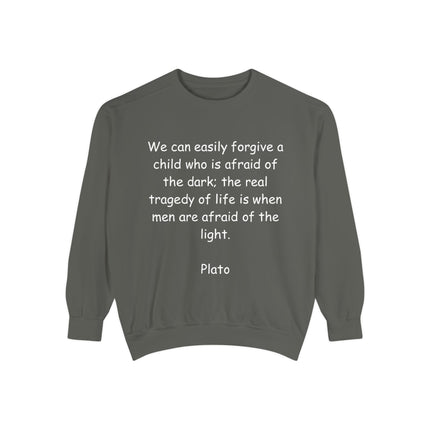 Plato Quote Sweatshirt — "We can easily forgive a child..." Classic Philosophy Crewneck