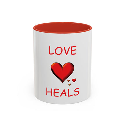 Love Heals Accent Coffee Mug — 11/15oz Heart Healing Gift