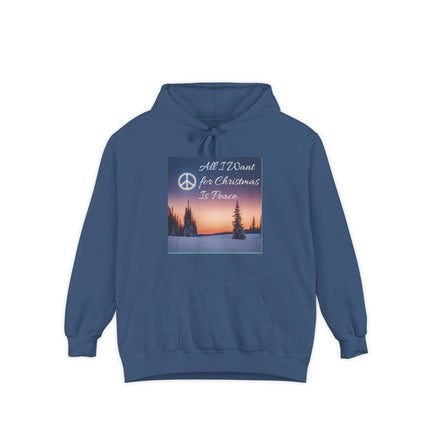 Peaceful Christmas Hoodie – "All I Want for Christmas is Peace" Winter Tree Graphic