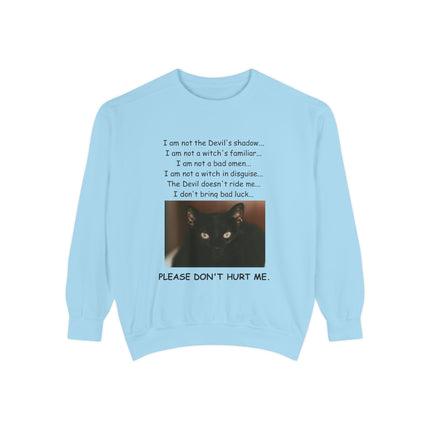 Unisex Garment-Dyed Sweatshirt - Thoughtful Cat Design