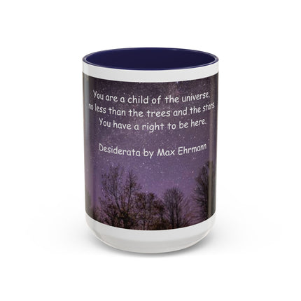 Inspirational Starry Night Coffee Mug — "You are a child of the universe" Quote