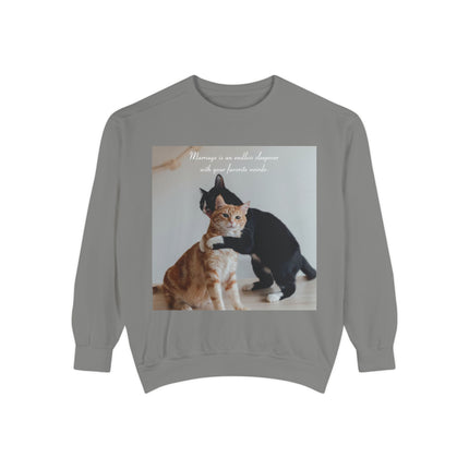Cute Cat Sweatshirt – Unisex Garment-Dyed Gift for Couples