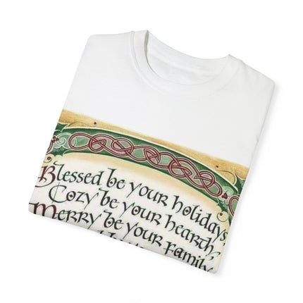 Blessed Be Your Holiday Tee – Celtic-Inspired Unisex Garment-Dyed