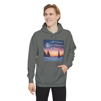 Peaceful Christmas Hoodie – "All I Want for Christmas is Peace" Winter Tree Graphic