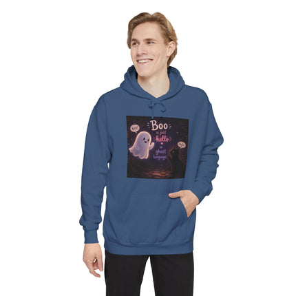 Cute Ghost 'Boo Is Just Hello' Halloween Hoodie