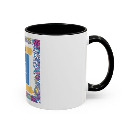 Hanukkah Star of David Accent Coffee Mug — Festive Dreidel Border 11/15oz