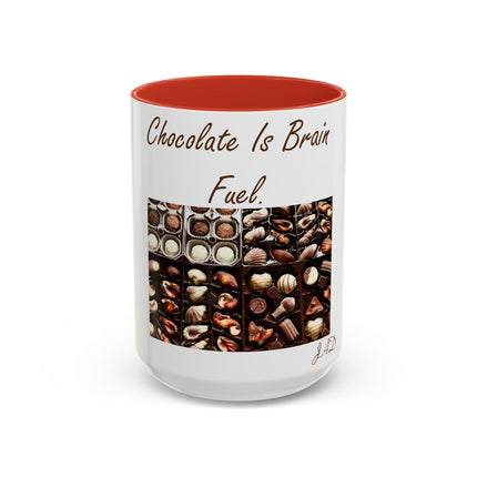 Chocolate Is Brain Fuel Accent Mug – 15oz – Sweet & Smart Gift