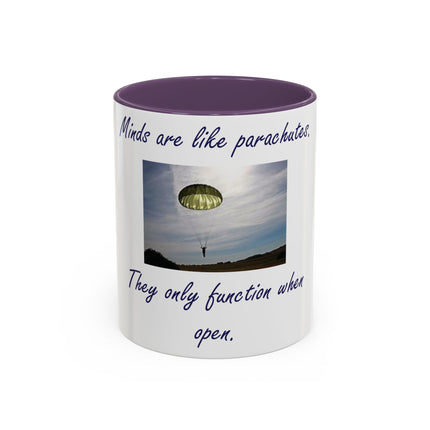 Parachute Quote Accent Mug – 11oz Ceramic Cup for Open Minds