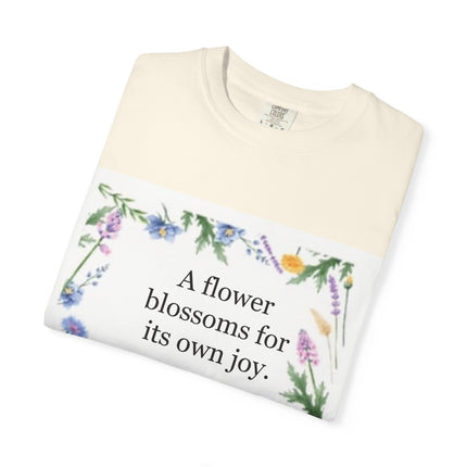 Oscar Wilde Floral Quote T-Shirt – "A Flower Blossoms for Its Own Joy"
