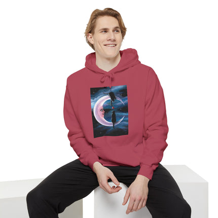 Crescent Moon Black Cats Hoodie — Rose Offering Cat Moon Graphic