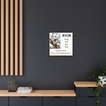 Framed Canvas Wall Art — "BYOB: Bring Your Own Book" Inspirational Reading Print