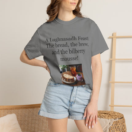 Lughnasadh Feast T-Shirt – “The bread, the brew, and the bilberry mousse!”