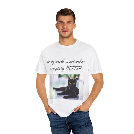 In My World Cat T-Shirt – Unisex Garment-Dyed Tee for Cat Lovers