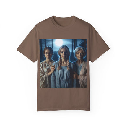 Mystical Sisterhood Tee – Garment-Dyed Shirt of Triple Goddess