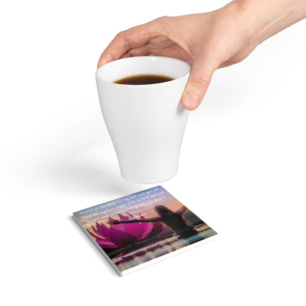 Inspirational Ceramic Coaster - Hippie Quote Design for Peace Lovers