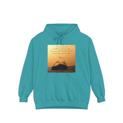 Sinking Ship Hoodie — "Be careful who you let on your ship" Quote Sunset Silhouette