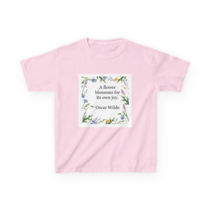 Kids T‑Shirt — "A flower blossoms for its own joy" Oscar Wilde Floral Quote