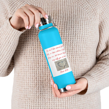 Motivational Copper Insulated Water Bottle - 22oz, Heart Design, Perfect Gift for Loved Ones