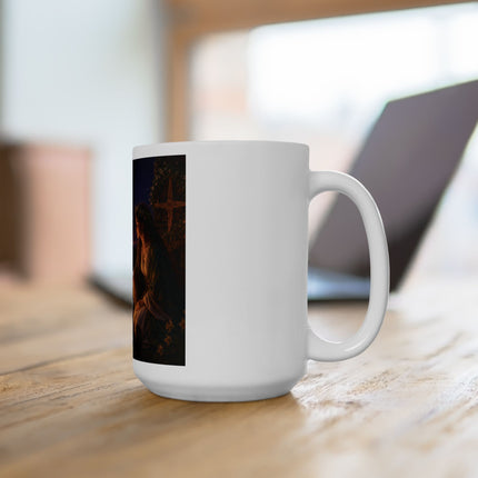 Brigid's Fire Ceramic Mug – Imbolc Bonfire & Renewal Coffee Cup (11oz/15oz)