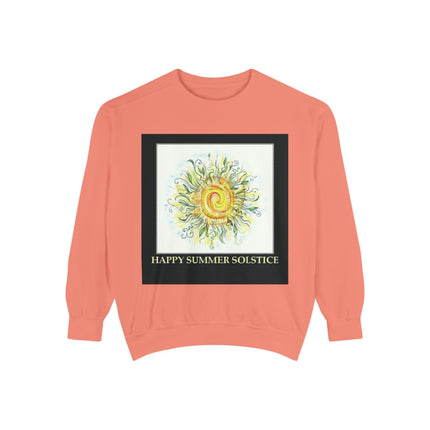 Happy Summer Solstice Unisex Sweatshirt - Cozy Garment-Dyed Apparel for Seasonal Celebrations