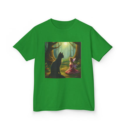 Kids Tee — Fairy Princess and Cat Forest Illustration