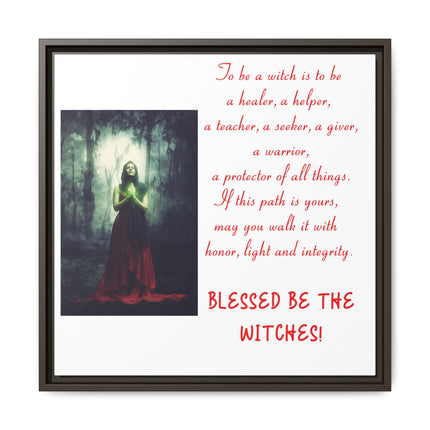 Blessed Be the Witches Framed Canvas Art — Witchy Inspirational Quote Wall Decor