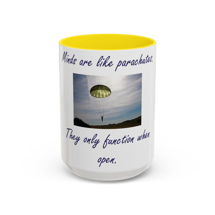 Parachute Quote Accent Mug – 15oz Ceramic Cup for Open Minds