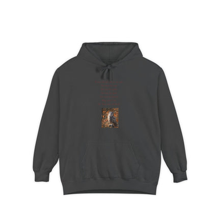Poetic Owl Hoodie — White Sweatshirt with Verse and Owl Art