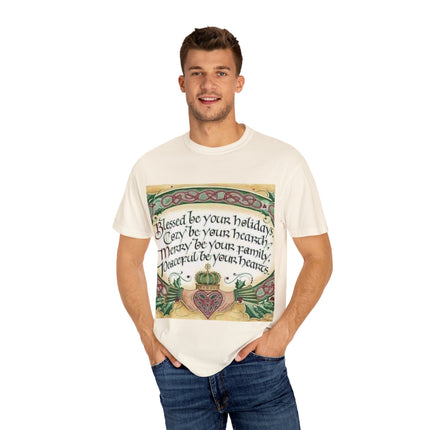 Blessed Be Your Holiday Tee – Celtic-Inspired Unisex Garment-Dyed
