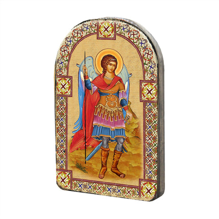 Saint Michael Archangel Wooden Gold Plated Religious Christian Sacred Icon - Inspirational Icon Decor - 86022-4