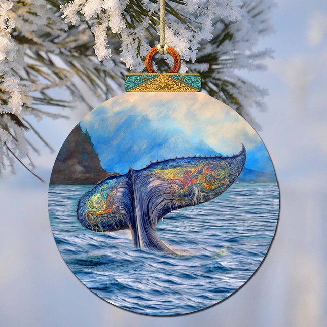 Rainbow Humpback's Tail Wooden Ornaments by G.Debrekht - Wildlife Holiday Decor - 870044-0