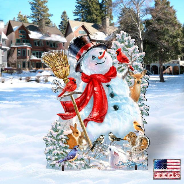 Frosty Forest Friends Snowman Christmas Outdoor Scene by D. Gelsinger - Christmas Santa Snowman Decor - 8461026F-1624-0
