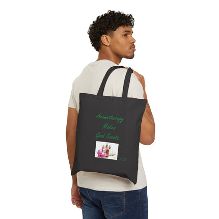 Aromatherapy Tote Bag — "Aromatherapy Makes Good Scents" Cotton Canvas Shopper