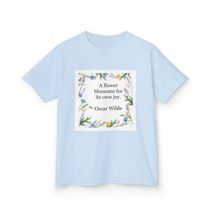 Kids T‑Shirt — "A flower blossoms for its own joy" Oscar Wilde Floral Quote