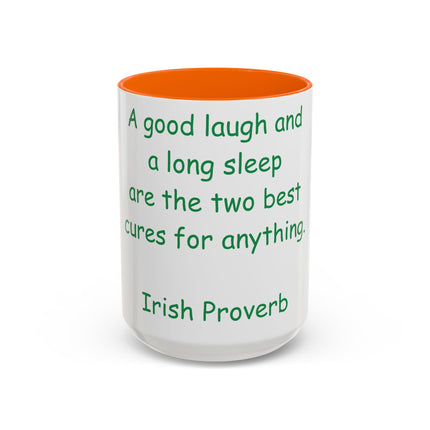 Irish Proverb Mug – “Laugh & Sleep” – 15oz Ceramic Drinkware