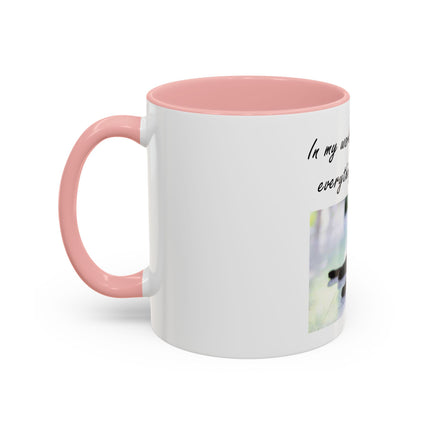 Cat Lover Accent Coffee Mug — "In my world, a cat makes everything BETTER" (11/15oz)