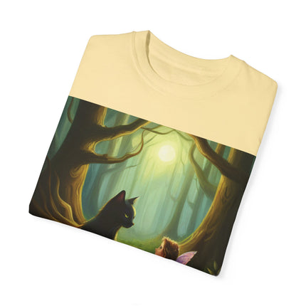 Whimsical Fairy & Cat Tee – Nature-Inspired Unisex Graphic Shirt
