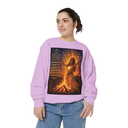 Bonfire Witch Sweatshirt — "As the Beltane fire burns bright" Pagan Festival Crewneck