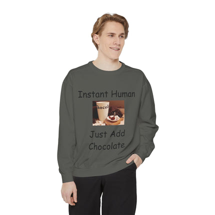 Instant Human Sweatshirt – Unisex Cozy Pullover for Chocoholics