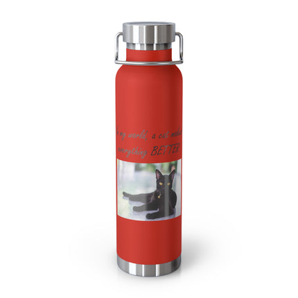 Cat Lover's 22oz Copper Vacuum Insulated Bottle - Inspirational Pet Design