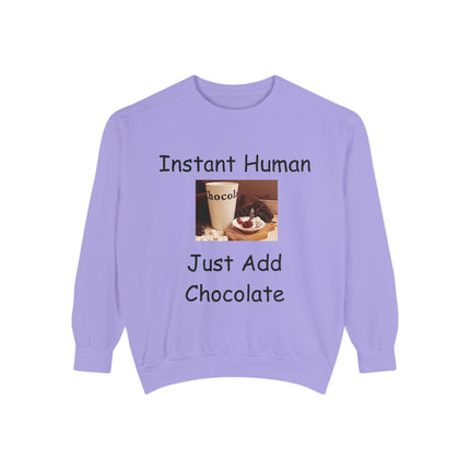 Instant Human Sweatshirt – Unisex Cozy Pullover for Chocoholics