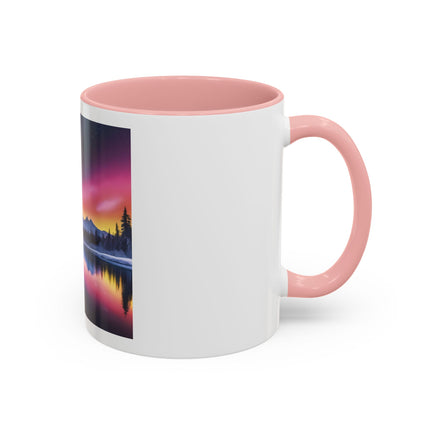 Aurora Lake Accent Coffee Mug — Northern Lights Landscape 11/15oz