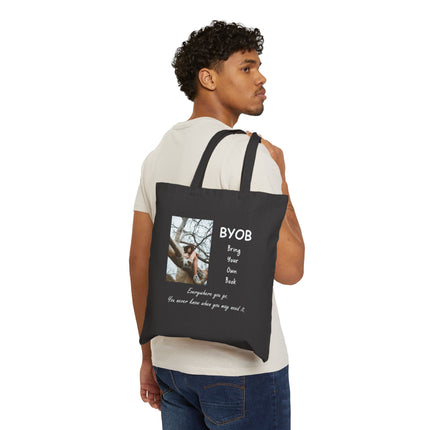 BYOB 'Bring Your Own Book' Cotton Canvas Tote — Literary Booklover Reusable Bag